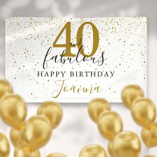 Banderoles 40 et fabuleux anniversaire Elegant Gold et Black