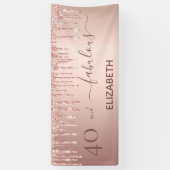 Banderoles 40 et Fabuleux anniversaire rose or parties scinti (Vertical)