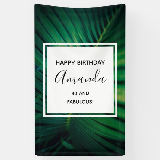 Banderoles 40 et Fabuleux Green Tropical Leaf Anniversaire (Vertical)