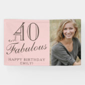 Banderoles 40 et fabuleux moderne rose 40e anniversaire Photo (Horizontal)