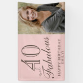 Banderoles 40 et fabuleux moderne rose 40e anniversaire Photo (Vertical)