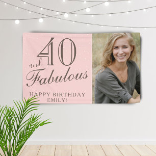 Banderoles 40 et fabuleux moderne rose 40e anniversaire Photo