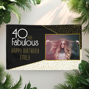 Banderoles 40 et Fabuleux Paillettes Dorées Photo 40e Anniver