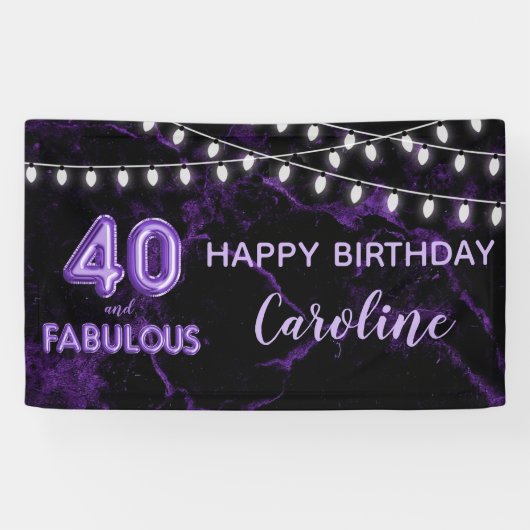 Banderoles 40 et fabuleux violet noir éclairs de ballons Anni (Horizontal)