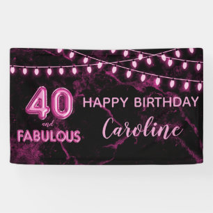 Banderoles 40 et fabuleux voyants rose et noir Balloon Annive