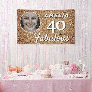 Banderoles 40 et Fabulous Gold Parties scintillant 40th Birth