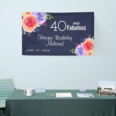 Banderoles 40 et texte fabuleux - Aquarelle Floral Anniversai (Salon professionnel)