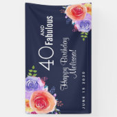 Banderoles 40 et texte fabuleux - Aquarelle Floral Anniversai (Vertical)