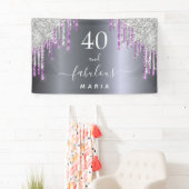 Banderoles 40 fabuleux anniversaire argent violet parties sci (En situation)