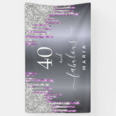 Banderoles 40 fabuleux anniversaire argent violet parties sci (Vertical)