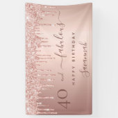 Banderoles 40 Fabuleux anniversaire rose gouttes rose or (Vertical)