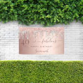 Banderoles 40 Fabuleux anniversaire rose or gouttes d'argent
