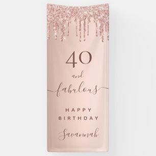 Banderoles 40 Fabuleux anniversaire rose or rose