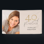 Banderoles 40 & Flawless Rose and Gold 40th Birthday Photo<br><div class="desc">Célébrez votre 40e anniversaire de manière impeccable avec cette mignonne bannière photo rose et or bleu "40 et sans défaut". Avec votre photo à gauche, le numéro "40" est rendu en fausse feuille d'or sur un arrière - plan blush. "Et sans défaut" est écrit en gris foncé, en lettres de...</div>
