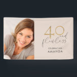 Banderoles 40 & Flawless Rose and Gold 40th Birthday Photo<br><div class="desc">Célébrez votre 40e anniversaire de manière impeccable avec cette mignonne bannière photo rose et or bleu "40 et sans défaut". Avec votre photo à gauche, le numéro "40" est rendu en fausse feuille d'or sur un arrière - plan blush. "Et sans défaut" est écrit en gris foncé, en lettres de...</div>