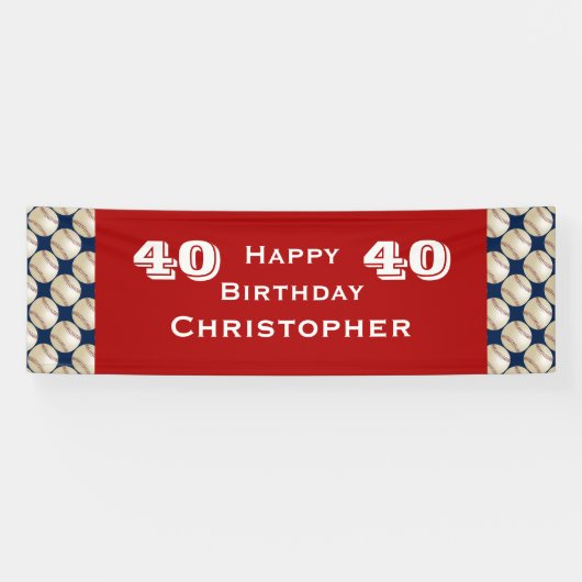 Banderoles 40e, 45e Anniversaire du Baseball Rouge Bleu (Horizontal)