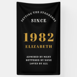 Banderoles 40e anniversaire 1982 Elegant Chic Gold Noir
