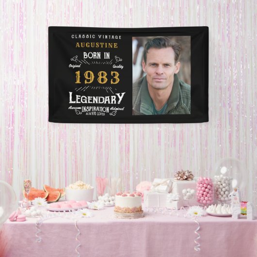 Banderoles 40e anniversaire 1983 Légendaire Noir et Or (Fête)