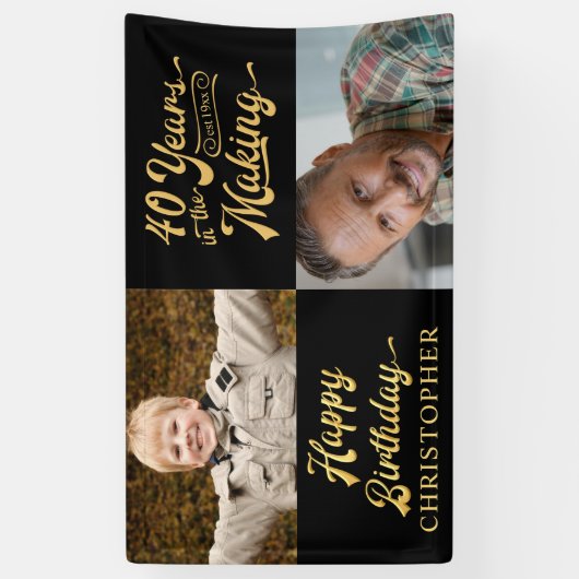 Banderoles 40e anniversaire 40 ans dans le rétro Script (Vertical)