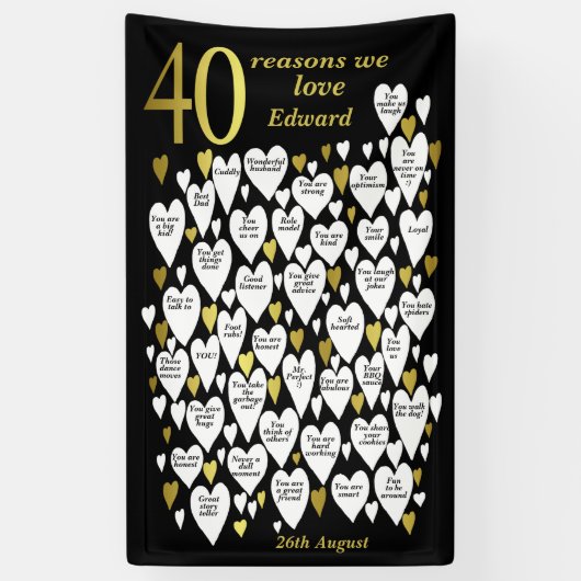 Banderoles 40e anniversaire 40 raisons Nous vous aimons (Vertical)