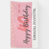 Banderoles 40e anniversaire avec Confetti Pink (Vertical)