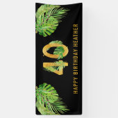 Banderoles 40e anniversaire Black and Gold Tropical Feuilles  (Vertical)