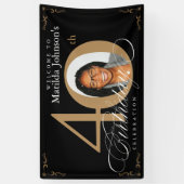 Banderoles 40e anniversaire Black Gold Calligraphy Photo pers (Vertical)