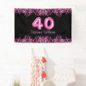 Banderoles 40e anniversaire Black Pink Balloons Parties scint (En situation)