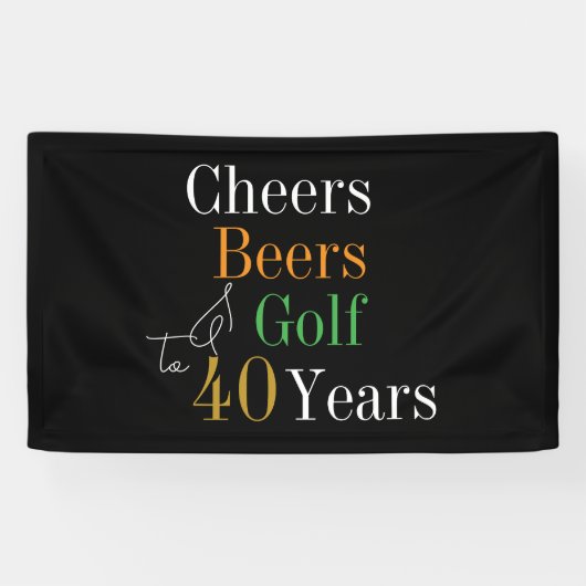 Banderoles 40e anniversaire Cheers Beers Golf Black Gold Part (Horizontal)