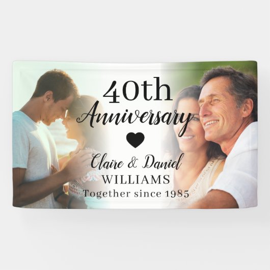 Banderoles 40e anniversaire du Mariage Custom 2 Collage photo (Horizontal)