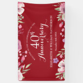 Banderoles 40e anniversaire du Mariage Ruby Roses Bienvenue (Vertical)