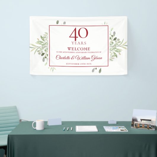 Banderoles 40e anniversaire du Mariage Ruby Verdure Bienvenue (Salon professionnel)
