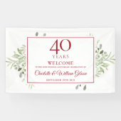 Banderoles 40e anniversaire du Mariage Ruby Verdure Bienvenue (Horizontal)