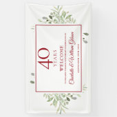 Banderoles 40e anniversaire du Mariage Ruby Verdure Bienvenue (Vertical)