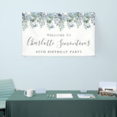 Banderoles 40e anniversaire Dusty Blue Floral Bienvenue (Salon professionnel)