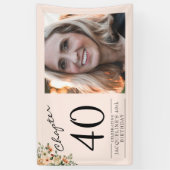 Banderoles 40e anniversaire Floral Pink Photo (Vertical)