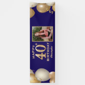 Banderoles 40e Anniversaire Marine Bleu et Ballons d'or (Vertical)