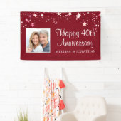 Banderoles 40e Anniversaire Moderne Ruby Red Stars Photo (En situation)
