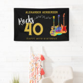 Banderoles 40e anniversaire Nom de la fête Guitares Musique R (En situation)