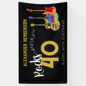 Banderoles 40e anniversaire Nom de la fête Guitares Musique R (Vertical)