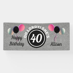 Banderoles 40e anniversaire Parties scintillant d'argent rose