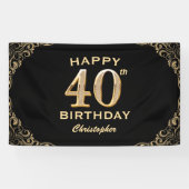 Banderoles 40e anniversaire Parties scintillant noir et or ca (Horizontal)