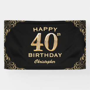 Banderoles 40e anniversaire Parties scintillant noir et or ca
