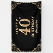 Banderoles 40e anniversaire Parties scintillant noir et or ca (Vertical)