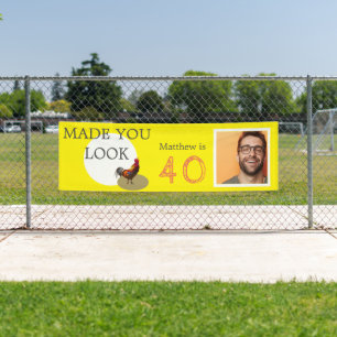 Banderoles 40e anniversaire Photo amusant Chicken Rooster