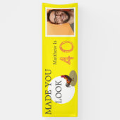 Banderoles 40e anniversaire Photo amusant Chicken Rooster (Vertical)