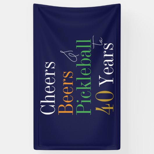 Banderoles 40e anniversaire Pickleball Cheers Beers Blue Part (Vertical)