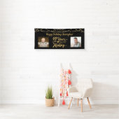 Banderoles 40e Anniversaire Retro Black Gold String lumières  (En situation)