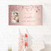 Banderoles 40e anniversaire rose or blush étoiles photo (En situation)