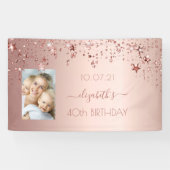 Banderoles 40e anniversaire rose or blush étoiles photo (Horizontal)